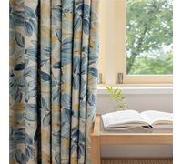 Musihy Cortinas de granja para oscurecer la habitación, con estampado de hojas, aislamiento térmico, ahorro de energía, cortinas opacas, color azul, 52 pulgadas de ancho x 84 pulgadas de largo