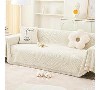 Musihy Funda de sofá para perros, chenilla con patrón de hojas de plátano con borlas, protector de muebles de sala de estar, color verde claro, 180 x 130 cm, 1 plaza