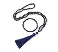 Musihy Pulseras de chakras para mujer, 2 piezas de cuentas de piedra con borlas, pulsera elástica para hombres y mujeres, Piedra, Piedra