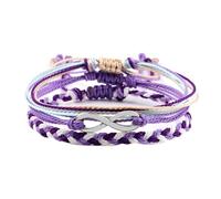 Musihy Pulseras de cuentas para hombre, 3 pulseras de cuerda trenzada morada para hombres y mujeres, longitud ajustable de 17 a 28 cm, Cuerda, No es una piedra preciosa
