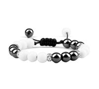 Musihy Pulseras de cuentas para mujer, 1 pulsera de piedra para hombres y mujeres, longitud ajustable de 17 a 30 cm, Piedra, Piedra