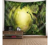 Musihy Tapiz de paisaje pequeño, 59 x 51 pulgadas, camino verde al país de las maravillas, decoración de pared para el hogar, dormitorio, sala de estar, dormitorio