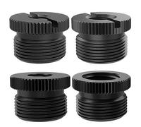 Musiin 4 Pieces Microphone Stand Adapter Mic Thread Adapter Set, 5/8 Male to 1/4 Female and 5/8 Male to 3/8 Female, with and without Straight Slot (Black)