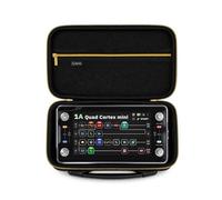Musiin Caja de efectos para guitarra, compatible con Neural DSP Quad Cortex Mini Procesador, con bolsillo de malla, cremallera dorada y asa para estudio, almacenamiento diario (Gold Tone)