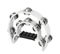 Musiin Double Row Metal Jingles Half-Moon Tambourine Versatile Percussion for Dynamic Performances KTV and Party(White)