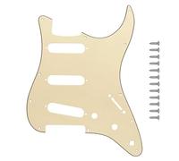Musiin Electric Guitar Pickguard Compatible with Strat/Stratocaster Single Layer Protective Panel, Modern ST US Standard 11-Hole with Screws SSS(Vintage Yellow)