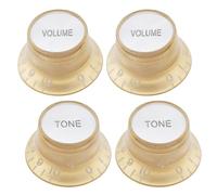 Musiin Electric Guitar Top Hat Knobs Speed Control Knobs 2 Volume 2 Tone Compatible Les Paul Epiphone Aluminum Guitar Hat LP Style Replacement Parts Four-Pack(Gold)
