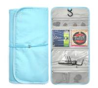 Musiin Guitar Accessory Organizer Bag, Foldable Easy Access Pockets Case, Picks, Strap, Capo, Strings Holder Storage (Blue)