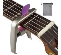 Musiin Guitar Capo, 3in1 Functional Zinc Alloy Metal Capo for Acoustic and Electric Guitars, Ukulele, Mandolin, Classical Guitar Accessories (Champagne Gold/Pink)