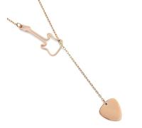 Musiin Guitar Necklace Stainless Steel, Adjustable Y-shaped lock sleeve Necklace for Women (Rose Gold)