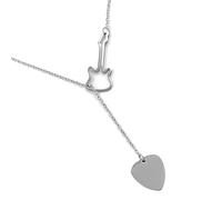 Musiin Guitar Necklace Stainless Steel, Adjustable Y-shaped lock sleeve Necklace for Women (Silver)
