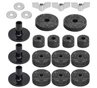 Musiin Juego de 21 almohadillas de fieltro para tambor, incluye cubiertas de platillos de fieltro, arandelas, tuercas de ala, fieltros de platillo, taza de fieltro Hi-Hat (negro)