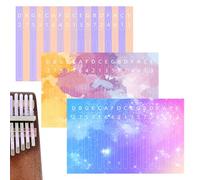 Musiin Kalimba Thumb Piano - Calcomanías de notas de 17 tonos, adecuadas para principiantes para aprender regalos musicales, calcomanías de sonido coloridas, cielo estrellado, rayas, acuarela (3