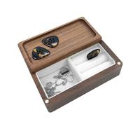 Musiin Luxury Walnut Wood Guitar Pick Holder - Sturdy Guitar Pick Storage Box Display Case Jewelry Box for Men Women Teens Adults - Ideal for Guitar Picks Accessories (Cuboid Style)