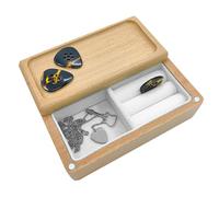 Musiin Luxury Wood Guitar Pick Holder - Sturdy Guitar Pick Storage Box Display Case Jewelry Box for Men Women Adults - Ideal for Guitar Picks Accessories(Cuboid Style)