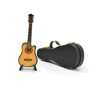 Musiin Miniature Guitar with Stand and Case, Mini 6 Strings Acoustic Cutaway Guitar Musical Instruments Miniature Guitar Model Home Decoration (Wood)