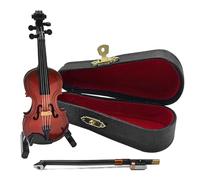Musiin Miniature Instrument Model 10cm Violin Ornament with Bow Stand Violin Case Home Decor Photography Prop Birthday Gift Wooden Craft Gift