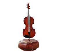 Musiin Rotating Violin Music Box Creative Retro Desktop Ornament Simulation Model (Brown)