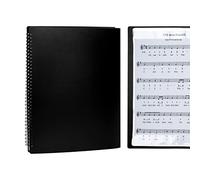 Musiin Sheet Music Folders Music Binder 4 Pages Expand Spiral-Bound A4 Size 15 Sleeves 60 Pockets Music Folder Organizer (Black)