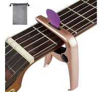 Musiin Zinc Alloy Metal Guitar Capo, 3 in 1 Functional Capo for Acoustic and Electric Guitars, Ukulele, Mandolin, and Classical Guitar Accessories (Rose Gold)