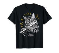 Musik Cat tocando flauta instrumento en gato flautista/flautista Camiseta