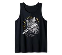 Musik Cat tocando flauta instrumento en gato flautista/flautista Camiseta sin Mangas