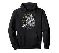 Musik Cat tocando flauta instrumento en gato flautista/flautista Sudadera con Capucha
