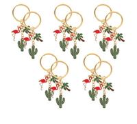 MUSISALY 10 Unidades Llaveros de Metal Decoracion Verano para Bolso y Lanyards, Diseño Tropical de Flamenco, Cactus y Árbol de Ideales para Fiestas y Ocasiones Diarias