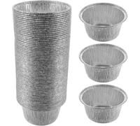 MUSISALY 100 Moldes de Aluminio Desechables para Hornear, Tazas para Pudín y Cupcakes Pequeñas, Reciclables, Aptas para Horno y Repostería Doméstica, Pack de 100 Unidades