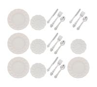 MUSISALY 12 para Casa de Muñecas Set de Platos Tenedor Cuchillo y Cuchara de Aleación Plateada Accesorios de Cocina Decorativos para Comedor en Miniatura