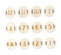 MUSISALY 12 Tarjetas Mensuales para Bebés de Madera Números de Hojas Set de 12 Piezas para Registro de Meses de Nacimiento Accesorios Creativos para Fotografía Conmemorativa y Obsequio