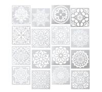MUSISALY 16 Piezas Plantillas Reutilizables de Mandalas para Pintar y Dibujar Diseño de Flores, Material Pet Blanco, Lavables para Proyectos de Manualidades y Diarios
