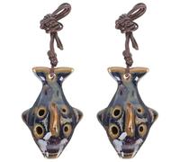 MUSISALY 2 flautas ocarina de cerámica con forma de pez y seis agujeros - Clave de Do - Instrumento musical portátil para el aprendizaje de música folclórica y uso en estudio.