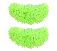 MUSISALY 2 Piezas Almohadilla para Mopa de Chenilla Reutilizable, Paño para Mopa, 25,4x11,5cm, Verde Claro, Compatible con Swiffer, para Limpieza en Seco y Fregado Húmedo de Suelos Duros