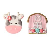 MUSISALY 2 Piezas de Decoración de Pastel de Cumpleaños Diseño de Vaca en Resina Rosa para Pasteles y Muffins, Adecuado para Decoraciones de Fiesta