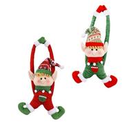 MUSISALY 2 Piezas Hebillas de Cortina Navideñas con Diseño de Duende Rojo Colgantes para Pomo de Puerta Decoración Festiva para Interiores y Exteriores Adornos para Ventanas y Árboles