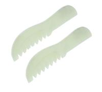 MUSISALY 2 Piezas Peine de Masaje Ergonómico de Jade Verde Unidades Herramienta Multifuncional Gua Sha para Masaje Facial Cabelludo Cuidado de Piel y Cabello Ligero y Portátil