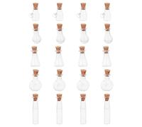 MUSISALY 20 Mini Botellas de Vidrio Transparentes con Tapones de Corcho, Frascos Pequeños de 5 Formas Variadas para Almacenamiento y Decoración Diy, Ideales para Manualidades y Regalos