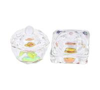 MUSISALY 2piezas Taza De Cristal Para Arte De Uñas Recipiente Para Líquido De Manicura Con Tapa Para Mezcla Polvo Herramienta Práctica Para Uñas Naturales y Postizas