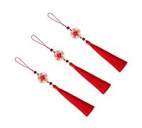 MUSISALY 3 Piezas Colgantes de Borlas Chinas Rojas Decoración para Puerta y DIY Festival de Primavera con Cuerda para Colgar Borlones Duraderos y Vibrantes para Hanfu y Marcapáginas