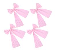 MUSISALY 4 Piezas Lazo Gigante Rosa para Decoración de Fiestas y Habitaciones Parches Adhesivos y Cuerda Transparente, Tamaño 137x274cm, Montaje Flexible y DIY