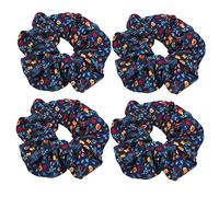 MUSISALY 4piezas Coleteros De Flores Estampadas Azul Marino Elásticos y Resistentes Para Mujeres Accesorios De Cabello Para Peinados De Ponytail y