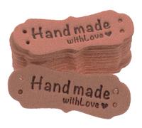 MUSISALY 50 Etiquetas Handmade Cuero de Pu para Manualidades DIY Diseño Clásico, Ideales para Costura y Decoración de Artículos Hechos a Mano