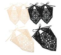 MUSISALY 6piezas Bandanas De Ganchillo Para Mujeres Paquete De Beiges Negros Accesorios Para Cabello Bufandas Para Cabeza Diademas De Ganchillo Para Estilo Diario y Viajes