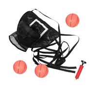 MUSISALY Aro de Baloncesto Flexible para Trampolín Infantil Negro con 3 Balones y Bomba de Inflado, Accesorio para Portería de Baloncesto de Interior y Exterior, Kit Completo para Juegos