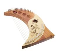 MUSISALY Arpa de Lira de Madera Maciza 19 Cuerdas Caja Luna, Instrumento Musical Retro, Incluye Púas y Barra de Afinación, Adecuado para Adultos y Educación Musical Color Color