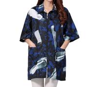 MUSISALY Bata de Trabajo para Peluquero Azul Xl Cremallera Manga Corta Ropa de Trabajo para Salón Uniforme de Estilista Profesional Fácil Limpieza Protección Corporal para Uso en