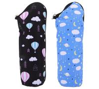 MUSISALY Bolsa Isotérmica para Biberones Portátil 2 Unidades Tamaño Mediano Resistente a Cortes y Pinchazos Azul Diseño de Nubes y Globo Aerostático Mantiene Temperatura 3-4 Horas