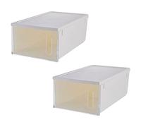 MUSISALY Caja Organizadora para Zapatos de Plástico Blanco Gran Capacidad, Resistente al Agua y Fácil de Limpiar, Diseño Creativo y Simple, Pack de 2 Unidades Hogar