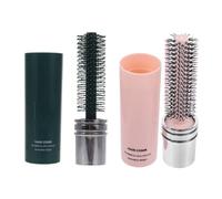 MUSISALY Cepillo Enrollable Portátil para Cabello Rizado y Liso Cepillo Redondo Pequeño Retráctil para Peinar y Secar Secador Set 2 Unidades Rosa y Verde Oscuro Adecuado para Viajes y